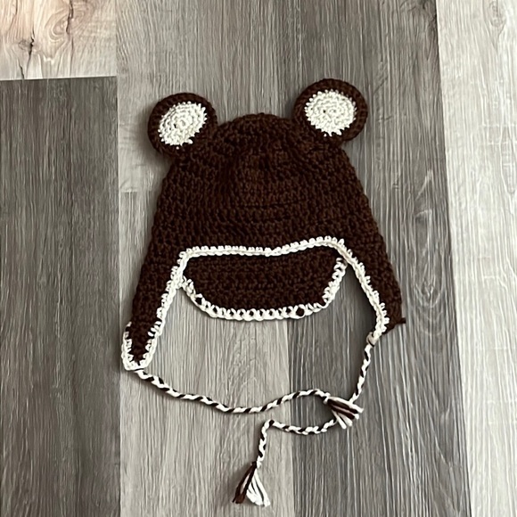 Hand Crafted Other - Handknit Crochet Toddler bear Beanie New